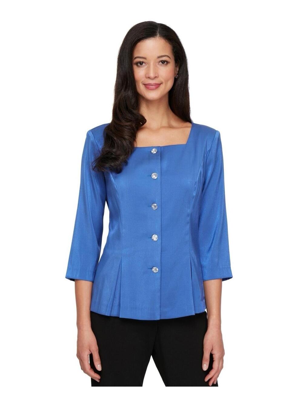 $149 Alex Evenings Womens 34-Sleeve Shimmer Squ 195078194857 XL